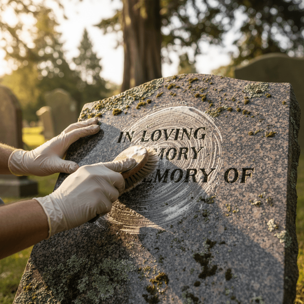 Professional headstone restoration and cleaning service